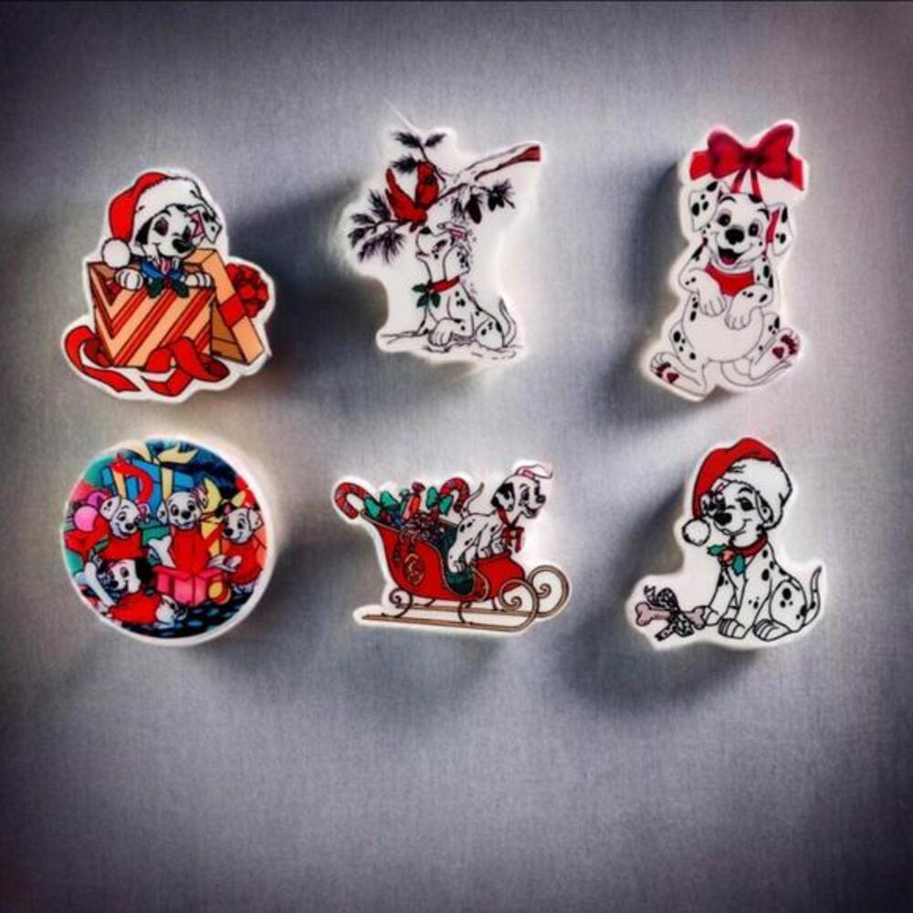 Handmade Magnet Christmas 101 Dalmatians, Set Of 6 Festive Holiday Magnets, Dog
